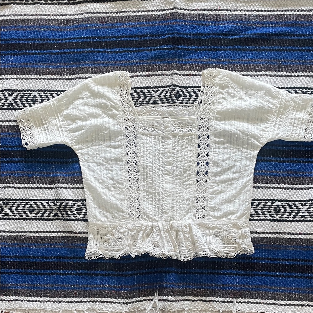 Free People Boho Eyelet and Lace Top Xsmall